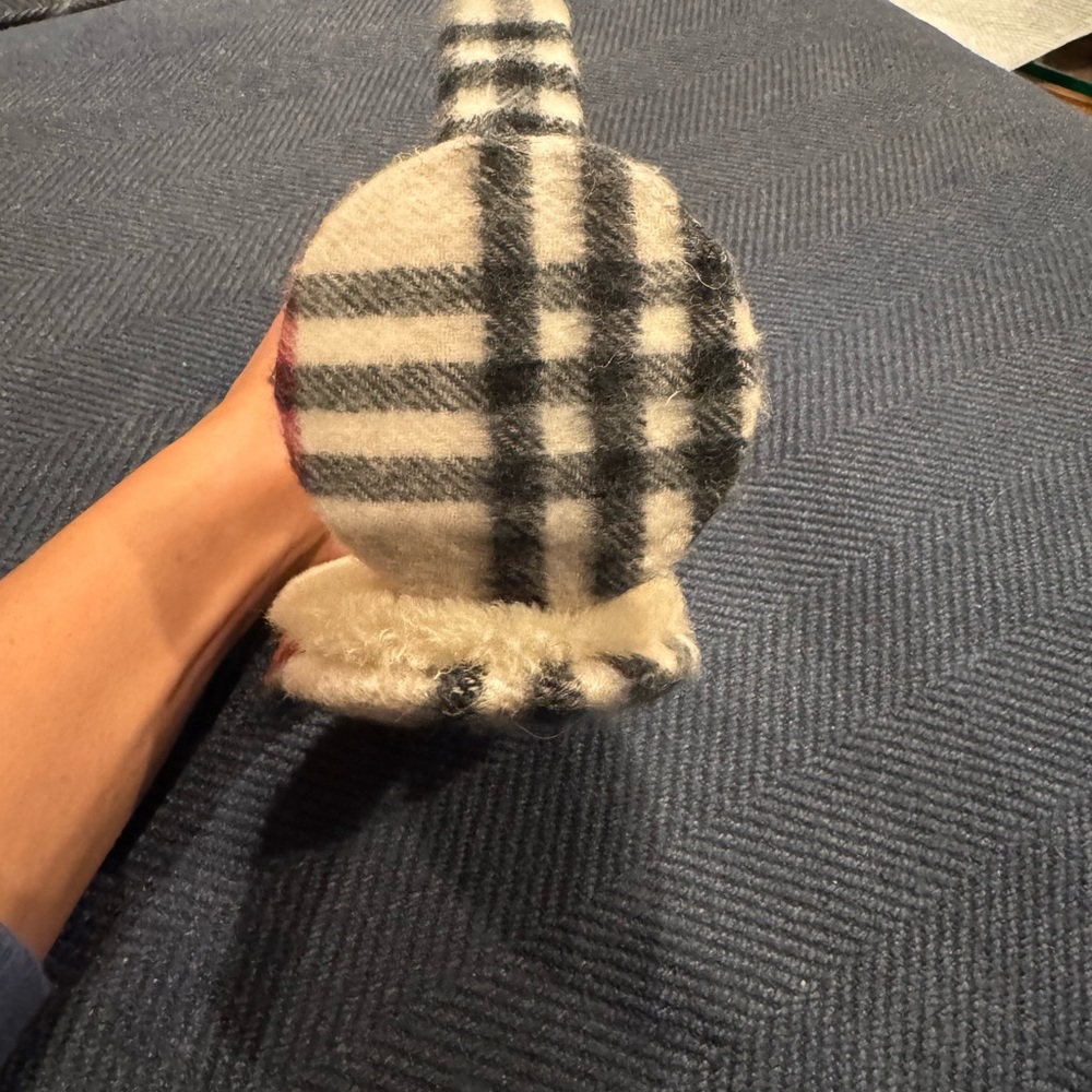 Burberry Checkered Earmuffs in Black, White, and Red